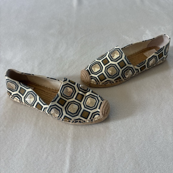 Tory Burch Cecily Embellished Espadrille Slip On Flats Size 8 - Picture 1 of 6